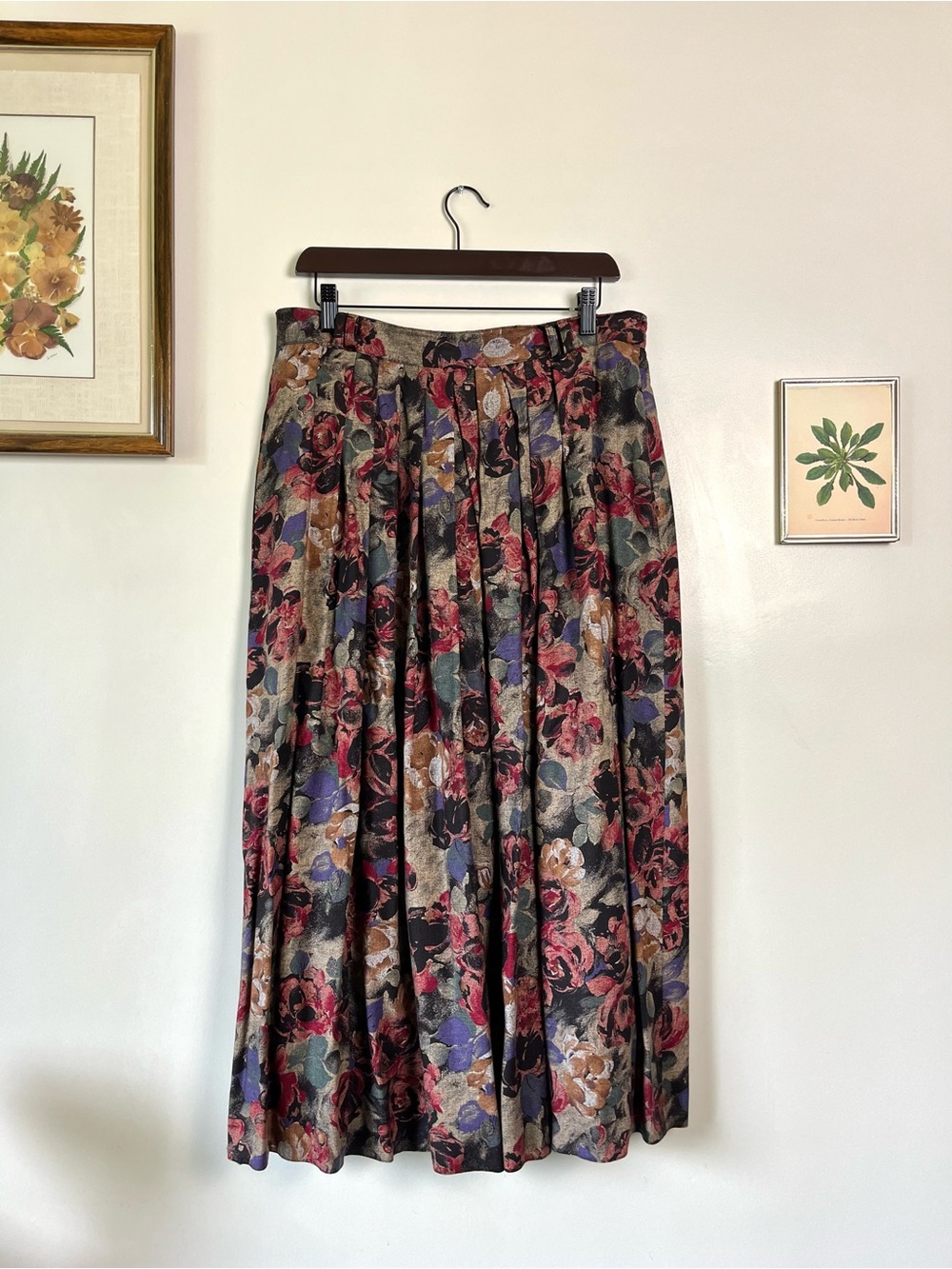 Vintage Steilmann 100% Rayon Fully Lined Floral Calf Length Skirt